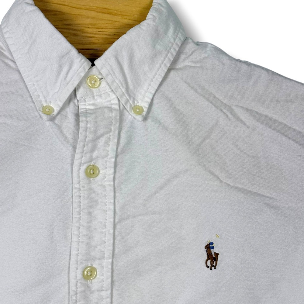 Polo Ralph Lauren Button Down Mens Small White Flesh Pony Cotton Shirt Preppy